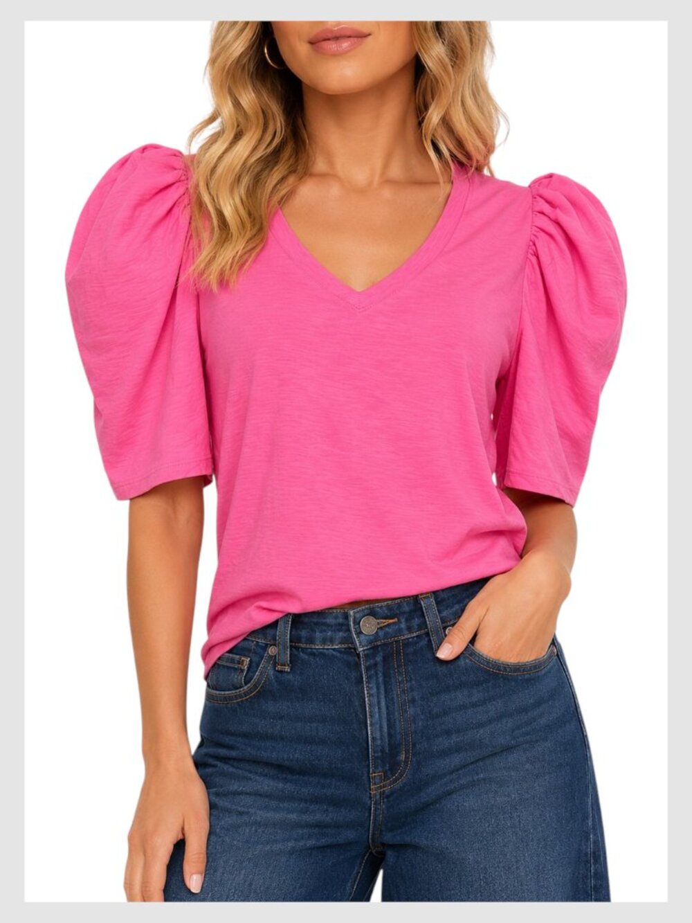 Nation LTD Jillian Bold Puff Sleeve Blouse Pink S